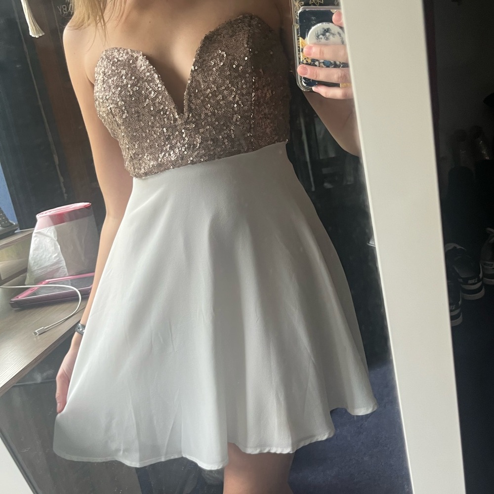 Gold and white dress